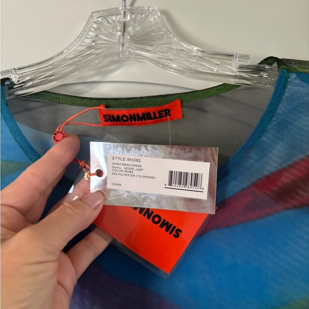 Simon Miller Sheer Multi-Color Draped Maxi Dress - Red, Green, Blue - Picture 2 of 4